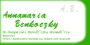 annamaria benkoczky business card